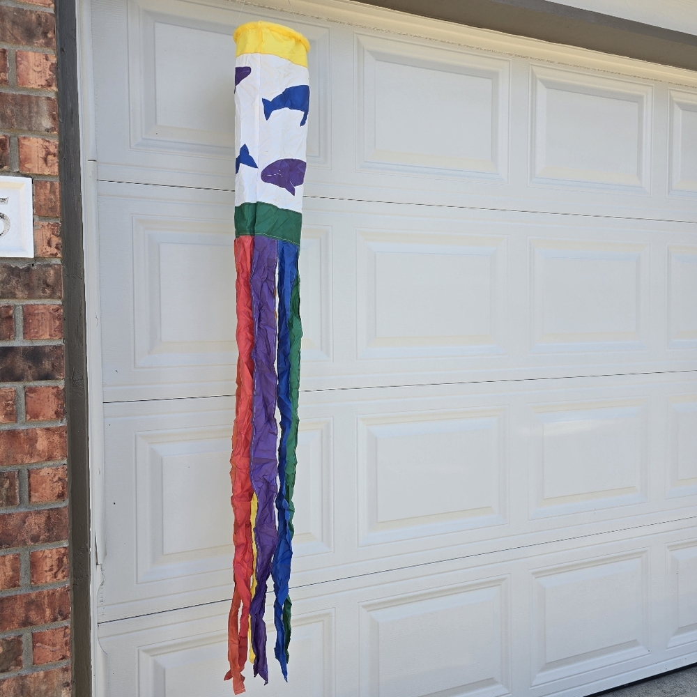 Vintage Rainbow Riders Kites Windsock Whales Rainbow Tail Handmade In USA 6ft.